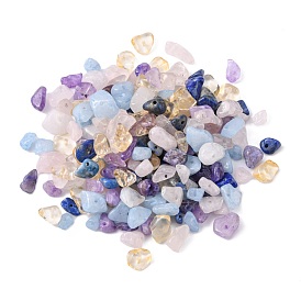 60 g 6 estilo conjuntos de cuentas de piedras naturales, amatista natural y aguamarina y cristal de cuarzo y lapislázuli y citrino y cuarzo rosa, mezclado teñido y sin teñir, chip
