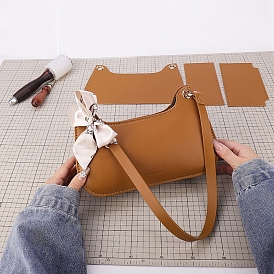 DIY Imitation Leather Sew on Women's Handbag Making Kits, including Imitation Leather, Bag Straps, Zipper