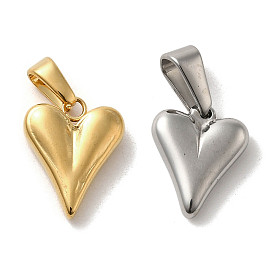 Vacuum Plating 304 Stainless Steel Charms, Heart Charm