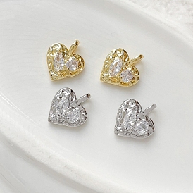 Латунные микро проложить кубического циркония подвески, сердце прелести