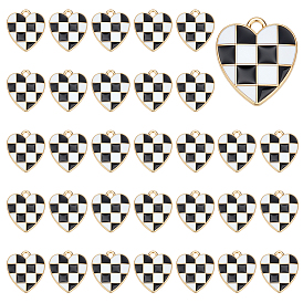 50 шт. Подвески из сплава эмали, без кадмия и без свинца, золотой свет, сердце, клетчатые подвески