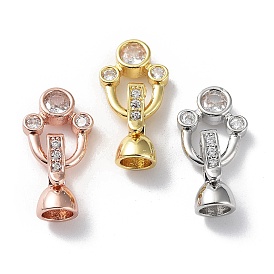 Rack Plating Brass Pave Clear Cubic Zirconia Fold Over Clasps, Cadmium Free & Lead Free, Long-Lasting Plated, Paw Print