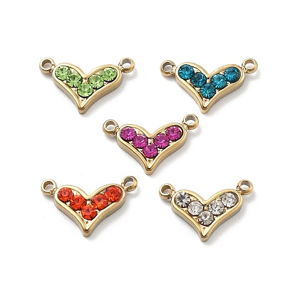 304 из нержавеющей стали горный хрусталь подвески, сердце прелести, ионное покрытие (ip), реальный 14 k позолоченный