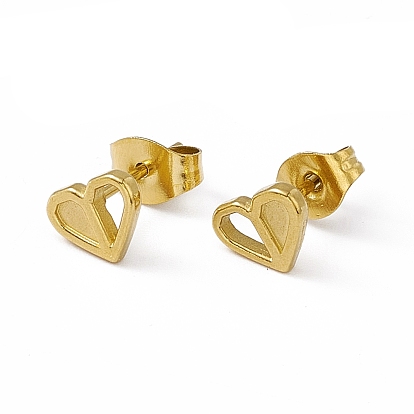 PVD Vacuum Plating 304 Stainless Steel Tiny Heart Stud Earrings for Women