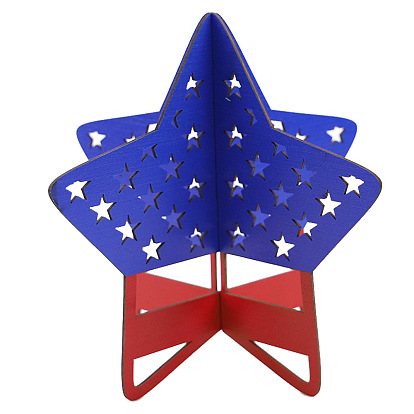 Independence Day Wood Ornament, for Home Desktop Display Decorations, Star
