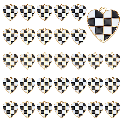 50 шт. Подвески из сплава эмали, без кадмия и без свинца, золотой свет, сердце, клетчатые подвески