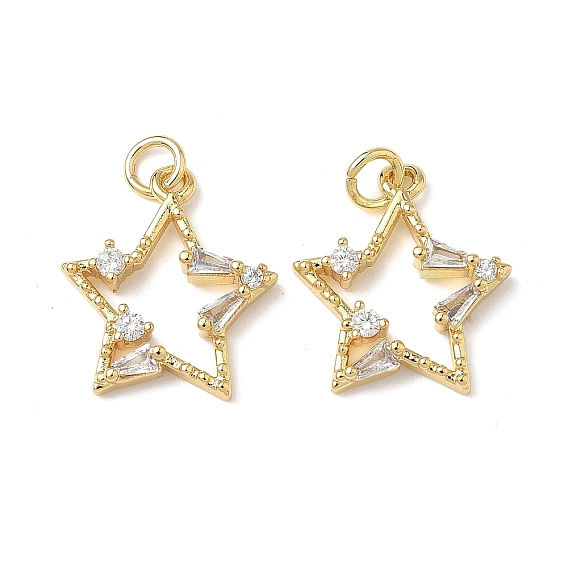 Латунные микро проложить кубического циркония подвески, звезда, с целью перехода в кольце, без свинца и без кадмия, долговечный, с целью перехода в кольце