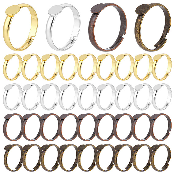 40шт. 4 цвета латунные основания для колец