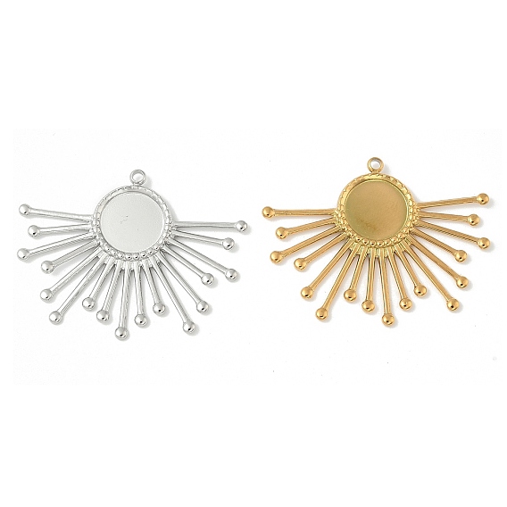 304 Настройки кабошон из нержавеющей стали кулон, ионное покрытие (ip), очарование солнца