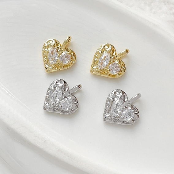 Латунные микро проложить кубического циркония подвески, сердце прелести