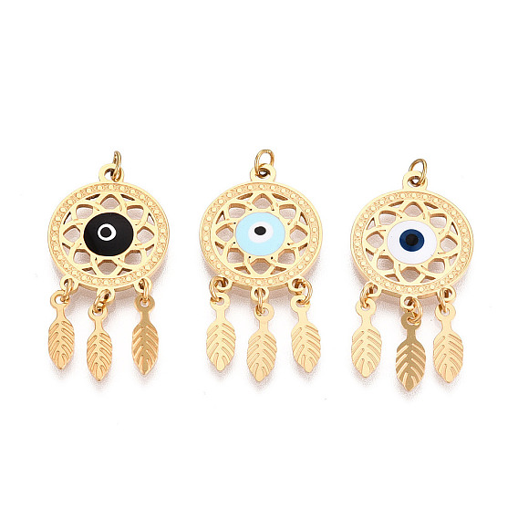 304 нержавеющей стальной эмали подвески, паутина с пером, с целью перехода в кольце, ионное покрытие (ip), реальный 18 k позолоченный