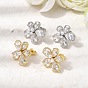 Серьги-гвоздики из латуни с микро-паве и прозрачным фианитом, с abs имитационными жемчужными бусинами , долговечный, без кадмия и без свинца
