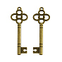 Тибетском стиле сплава Skeleton Key подвески, без кадмия и без свинца, 46x15x2 мм, Отверстие : 2 мм , около 657 шт / 1000 г