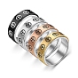 Peace Sign Titanium Steel Rotating Finger Ring, Fidget Spinner Ring for Calming Worry Meditation