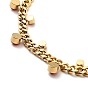 Rhinestone Charms Necklace with Curb Chains, Gold Plated 304 Stainless Steel Jewelry for Women