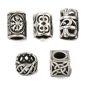 316 Surgical Stainless Steel European Beads, Large Hole Beads, Viking Beard Beads Hair Beads