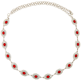 1Цепные ремни из сплава поликарбоната с имитацией смолы бирюзового цвета с овальными звеньями, западный пояс кончо, поясной ремень для украшения платья-рубашки, платина