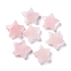Natural Rose Quartz Beads, No Hole/Undrilled, for Wire Wrapped Pendant Making, Star