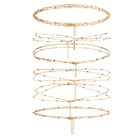 6 Стильные цепочки на талию из сплава с двойными звеньями и круглыми шариками для женщин