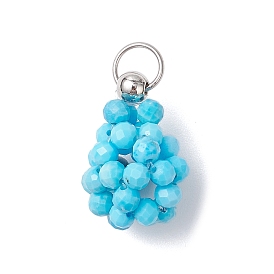 Подвески из окрашенного натурального магнезита с ограненными круглыми бусинами, кластерные подвески-слезинки, с 304 кольцами из нержавеющей стали, глубокое синее небо