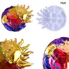 DIY Round with Moon & Star Wall Decoration Silicone Molds, Resin Casting Molds, For UV Resin, Epoxy Resin Jewelry Making