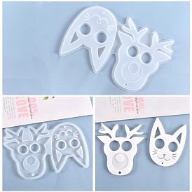 Animal Self Defense Keychain Silicone Molds, Resin Casting Molds, For UV Resin, Epoxy Resin Jewelry Making, Elk & Fox
