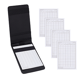 1обложки для книг из искусственной кожи, прямоугольные, с 5шт. карточками для подсчета очков в гольфе, бумагой для записи результатов.