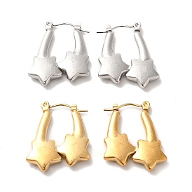 304 Stainless Steel Star Hoop Earrings for Women