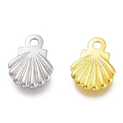 304 Stainless Steel Charms, Laser Cut, Scallop Shell Shape