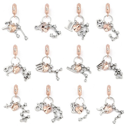 Латунные подвески с кубическим цирконием европейские бусины, двенадцать созвездий