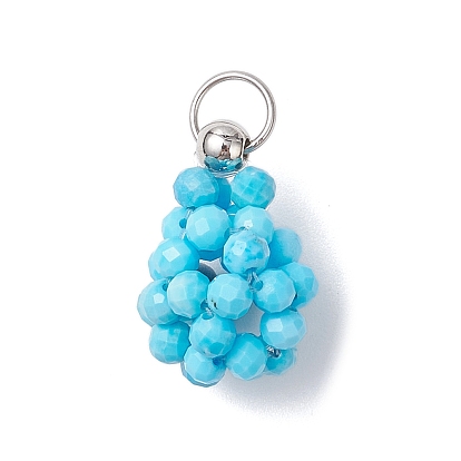 Подвески из окрашенного натурального магнезита с ограненными круглыми бусинами, кластерные подвески-слезинки, с 304 кольцами из нержавеющей стали, глубокое синее небо