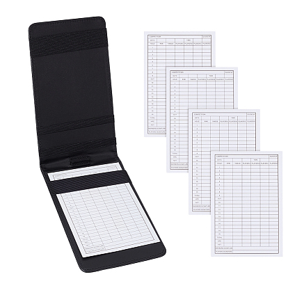 1обложки для книг из искусственной кожи, прямоугольные, с 5шт. карточками для подсчета очков в гольфе, бумагой для записи результатов.