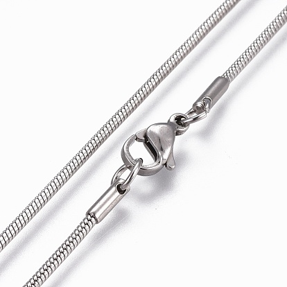 304 Stainless Steel Snake Chain Necklaces, with 304 Stainless Steel Clasps