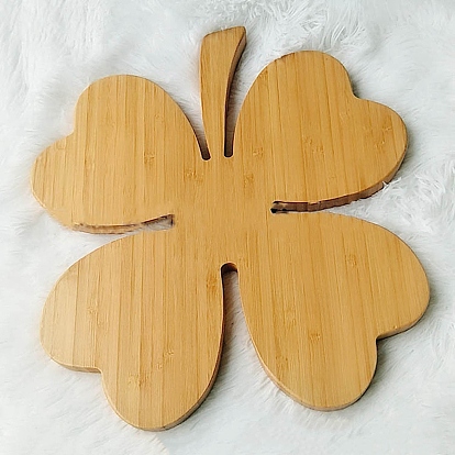 Saint Patrick's Day Clover Shape Bamboo Serving Tray, for Candy, Cake