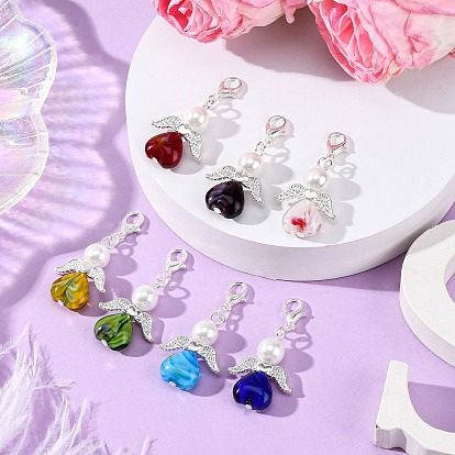 Стеклянный кулон в виде сердца ангела, с цинковым сплавом застежками омаров коготь