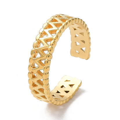 Ion Plating(IP) 304 Stainless Steel Hollow Wave Open Cuff Rings