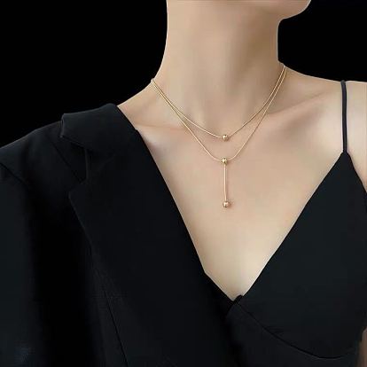 304 двухслойные ожерелья из нержавеющей стали с круглыми шариками для женщин