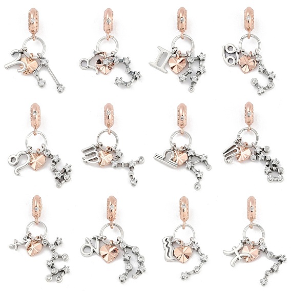 Латунные подвески с кубическим цирконием европейские бусины, двенадцать созвездий