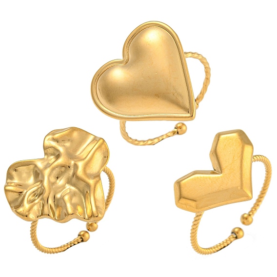 304 открытые манжеты из нержавеющей стали для женщин, сердце