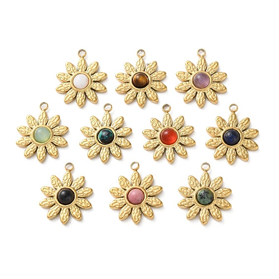 Ионное покрытие (ip) 304 подвески из нержавеющей стали, С камнями, цветок