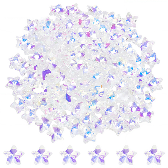 100 стеклянные брелоки шт., звезда, AB цвет, граненые