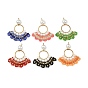 304 Stainless Steel & Glass Seed Beaded Pendants, Fan Charm