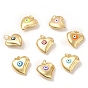 Латунные подвески, с эмалью, реальный 18 k позолоченный, долговечный, без кадмия, без никеля и без свинца, сердце с оберегом от сглаза
