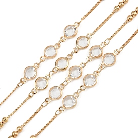 Латунные плоские круглозвенные цепи, со стеклянным соединением, долговечный, стойки покрытие, без свинца и без кадмия, несварные, ручной работы из бисера цепи