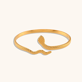Minimalist Personality Snake Bangle in 18K Gold Plated Stainless Steel for Women
