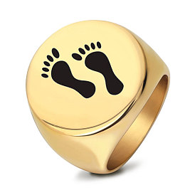 День матери 304 кольца из нержавеющей стали, плоская круглая форма с рисунком в виде отпечатка ноги