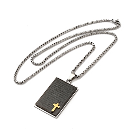 Cross Religion Tag 201 Stainless Steel Pendant Necklace with Iron Box Chains