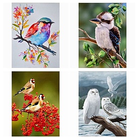 DIY Birds Theme Diamond Painting Kits, Including Canvas, Resin Rhinestones, Diamond Sticky Pen, Tray Plate and Glue Clay