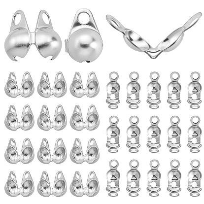 600 шт. 2 стили 304 наконечники из нержавеющей стали с гладкой поверхностью, Калотте заканчивается, крышка раскладушки