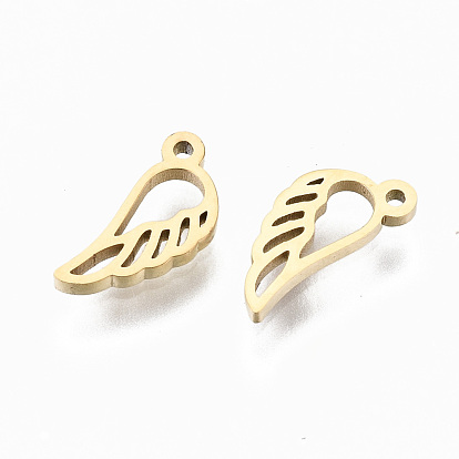 304 Stainless Steel Charms, Laser Cut, Wing